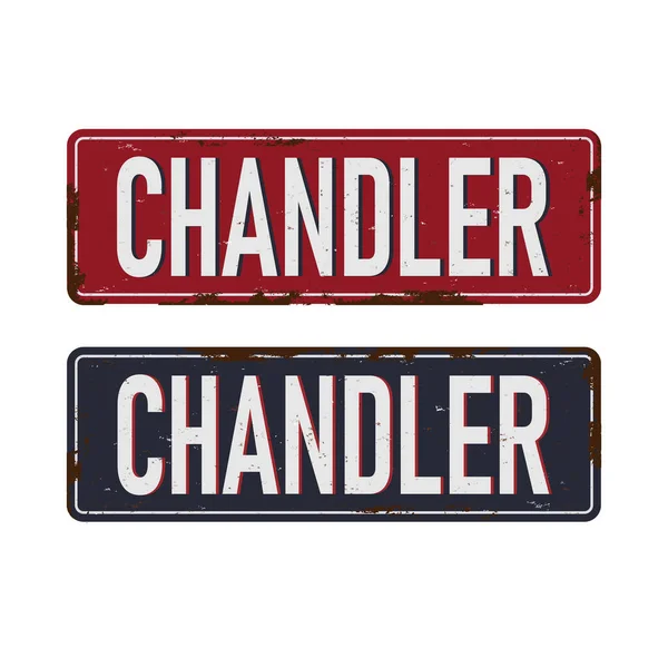 Chandler Arizona State City nummerplaat in de kleuren van de staatsvlag met pictogrammen op een witte achtergrond — Stockvector