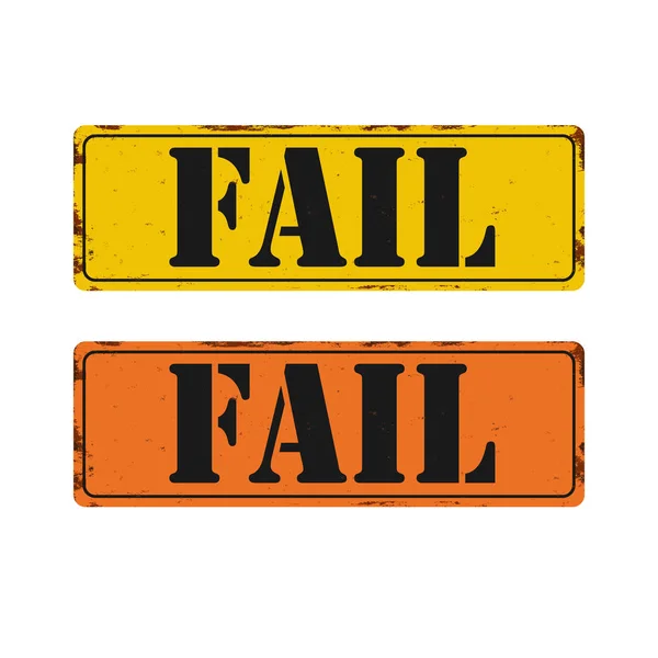 Σημάδι προειδοποίησης αποτυχίας. αποτυχία στρογγυλεμένου πορτοκαλί αυτοκόλλητου — Διανυσματικό Αρχείο