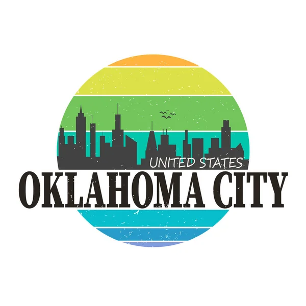 Oklahoma City Skyline Logo. Adventure Landscape Design. Vector Illustratie Knip Bestand. — Stockvector