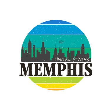 Soyut Memphis Şehri Tipografi illüstrasyonu, Memphis Şehir Tasarımı illüstrasyonu