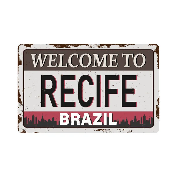 Recife Brazil Travel rusted sign Icon Skyline City Design Tourism — Stock Vector