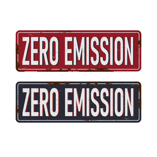 Ročník Zero Emission metal sign board graphics set. Rusty efekt cínová destička — Stockový vektor