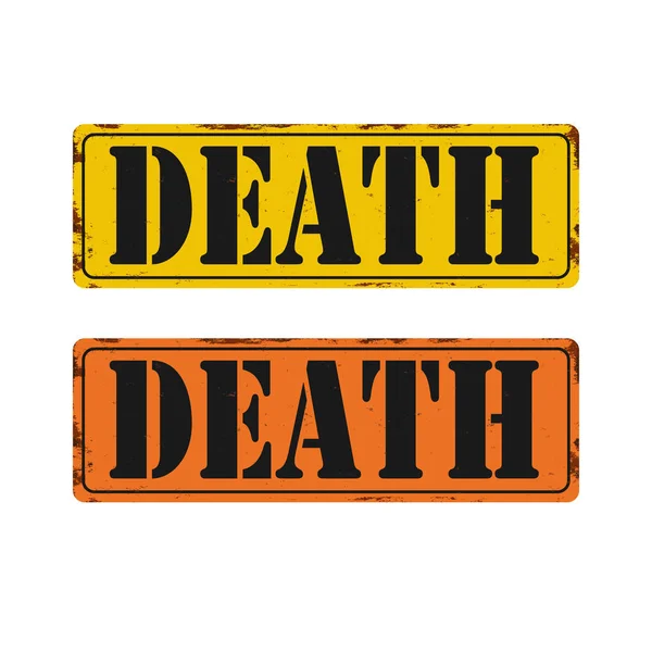 Death Vintage μεταλλικό σήμα πίνακα γραφικών που. Σκουριασμένο πιάτο κασσίτερου — Διανυσματικό Αρχείο