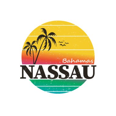 Nassau Bahamalar. Seyahat ve tatil teması. Tişört tasarımı