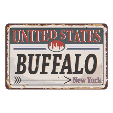 Buffalo New York teneke diş tabelası. Klasik şehir etiketi.