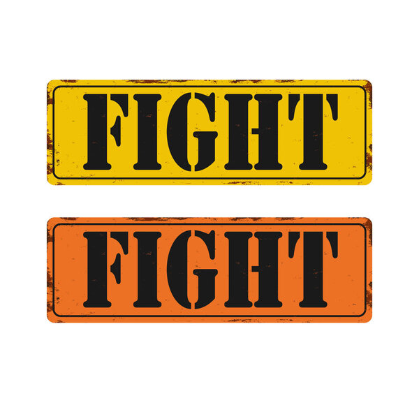 борьба винтажные металлические таблички графический набор. Ржавая пластина эффекта
