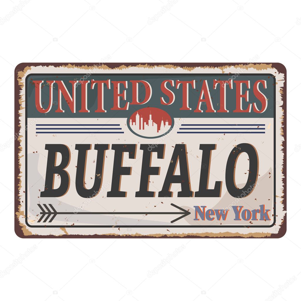 Buffalo New York tin enamel sign. Vintage city label.