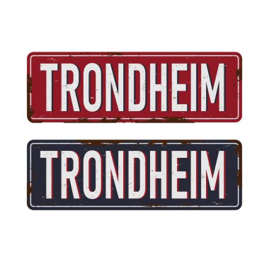 Trondheim yol işaret izole üzerinde beyaz arka plan.