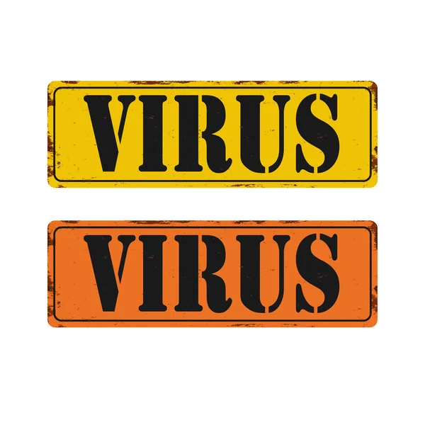コンピュータウイルス警報、グランジサイン、白い背景のベクトル — ストックベクタ