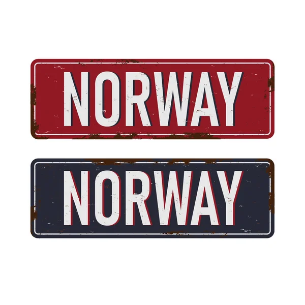 Noruega Vintage metal enferrujado sinal atracções turísticas —  Vetores de Stock