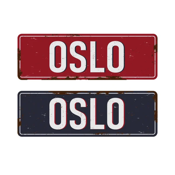 Oslo Vintage signe attractions touristiques en Norvège — Image vectorielle