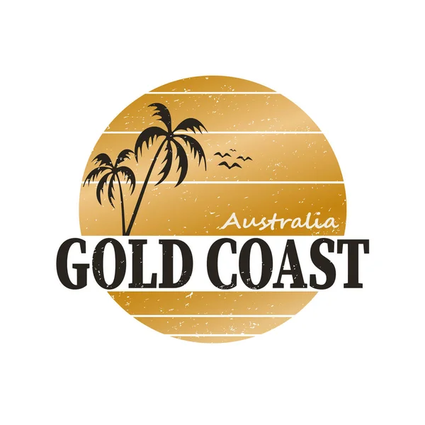Vektorillustration på temat surfing i Australien, Gold Coast City. Typografi, t-shirt grafik, affisch, banner, flygblad, vykort — Stock vektor