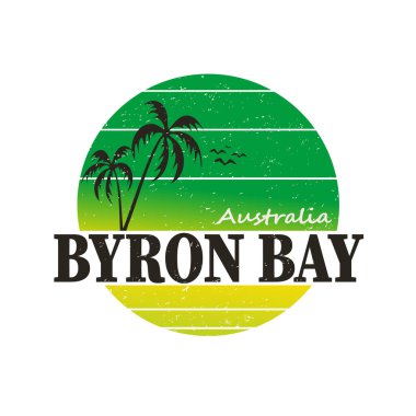 Özet pul ya da imza metni Byron Körfezi, Avustralya, vektör illüstrasyonu