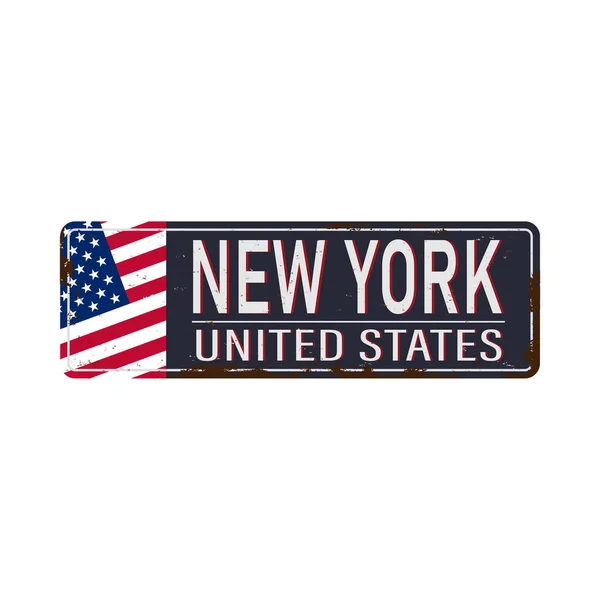 New York City vintage rusty metal sign on the white background, vector illustration — 스톡 벡터