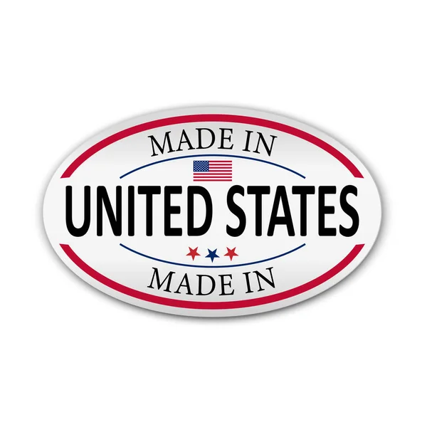 Fabriqué aux États-Unis. Badge en papier autocollant sur fond blanc — Image vectorielle