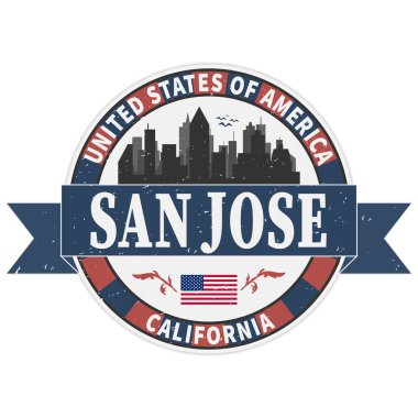 Grunge lastik damgası adıyla california, san jose, vektör çizim