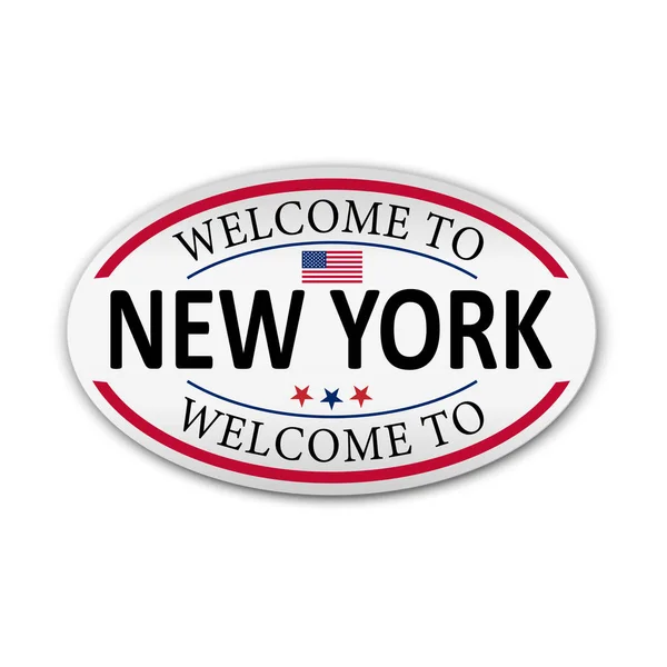 Logo vettoriale per New York, etichetta decorativa in carta tagliata con illustrazione — Vettoriale Stock