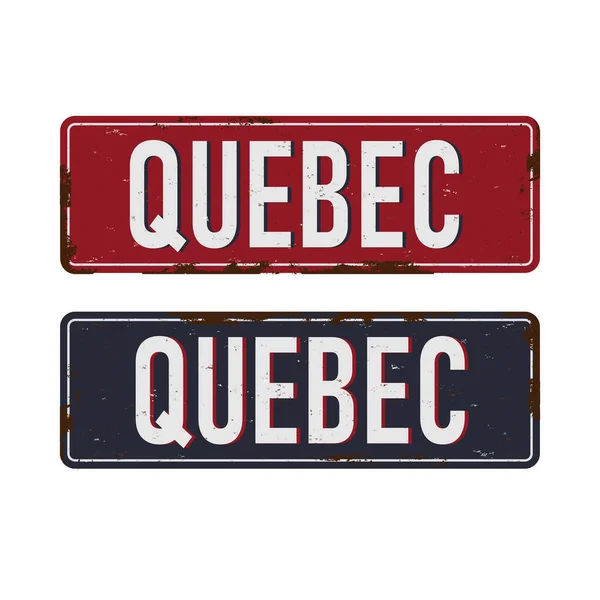 Quebec Kanada beyaz zemin üzerinde paslı eski diş minesi tabelası — Stok Vektör