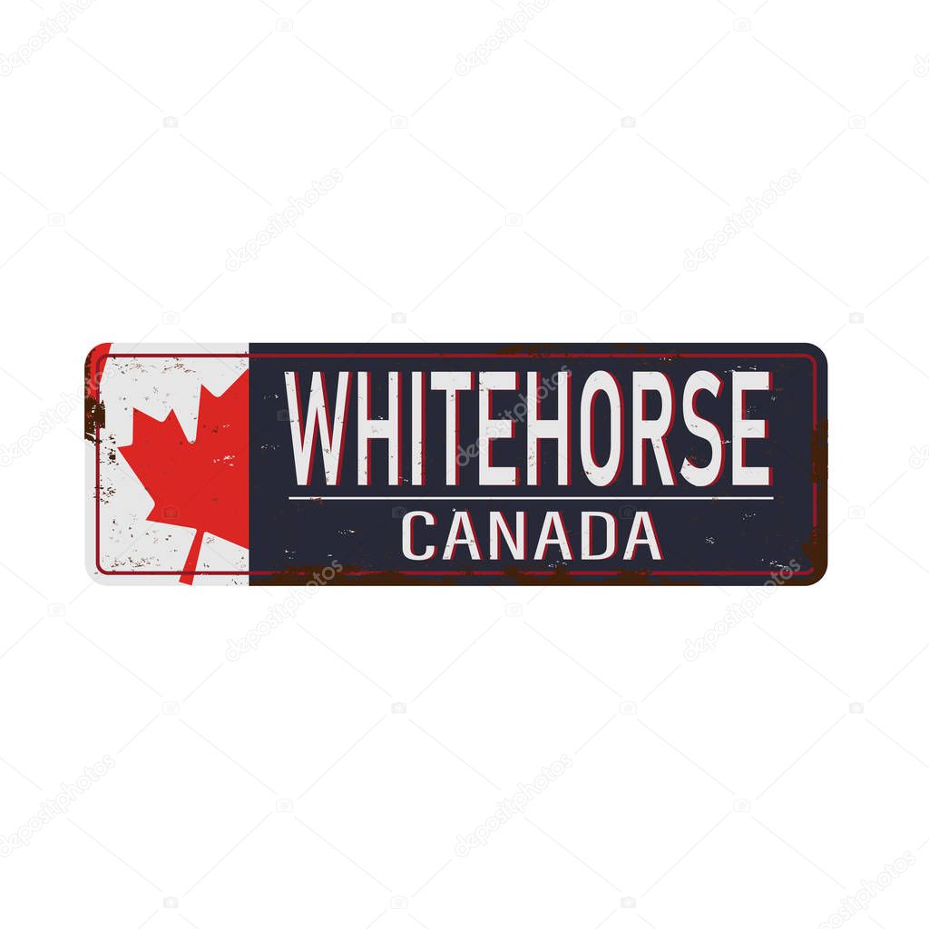 Grunge sign with the text Canada, Whitehorse, vector illustration