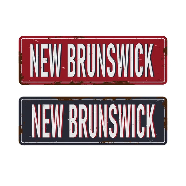 Nuevo Brunswick. signo de metal oxidado de la provincia de Canadas para señal turística — Vector de stock