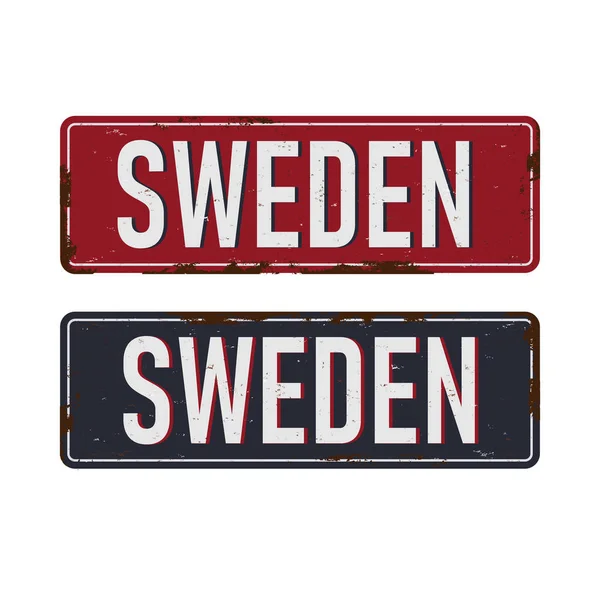 Authentique panneau métal rouillé vintage suédois sur fond blanc, illustration vectorielle — Image vectorielle