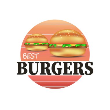 Beyaz zemin üzerinde en iyi hamburger burger vektör logosu