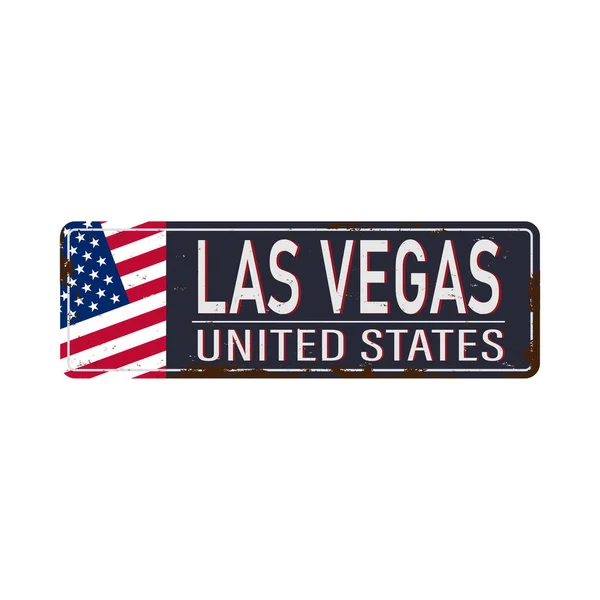 Las Vegas vintage zardzewiały znak metalu na białym tle, ilustracja wektor — Wektor stockowy