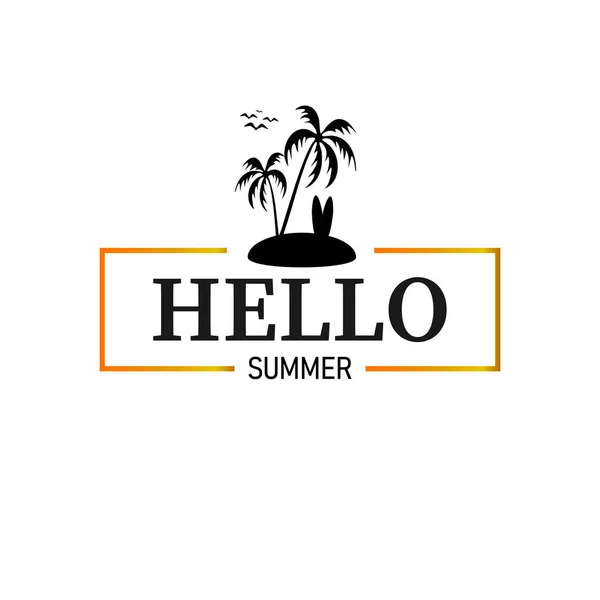 Векторная иллюстрация Hello Summer, фон. Веселый логотип или этикетка, баннер в рамке . — стоковый вектор