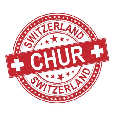 Chur, İsviçre, pul vektör çizimi, beyaz arka planda