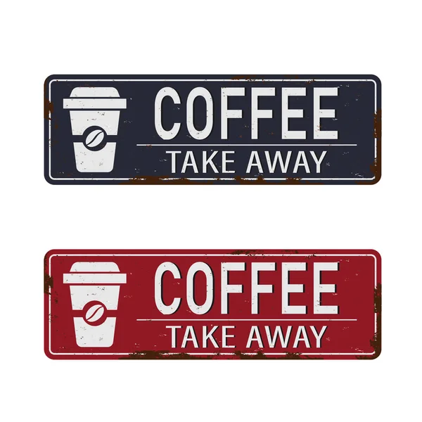 Coffee Take Away vintage sign vector illustration — Stock Vector