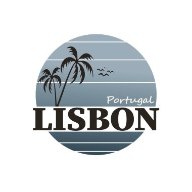 Lizbon Portekiz Avrupa Düz Simge Vektör Sanatı
