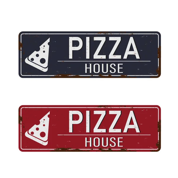 Simple Pizza house vector logo design, icon idea for restaurant brand. — 스톡 벡터