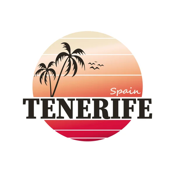 Tenerife彩色渐变旅行标志T恤衫设计 — 图库矢量图片