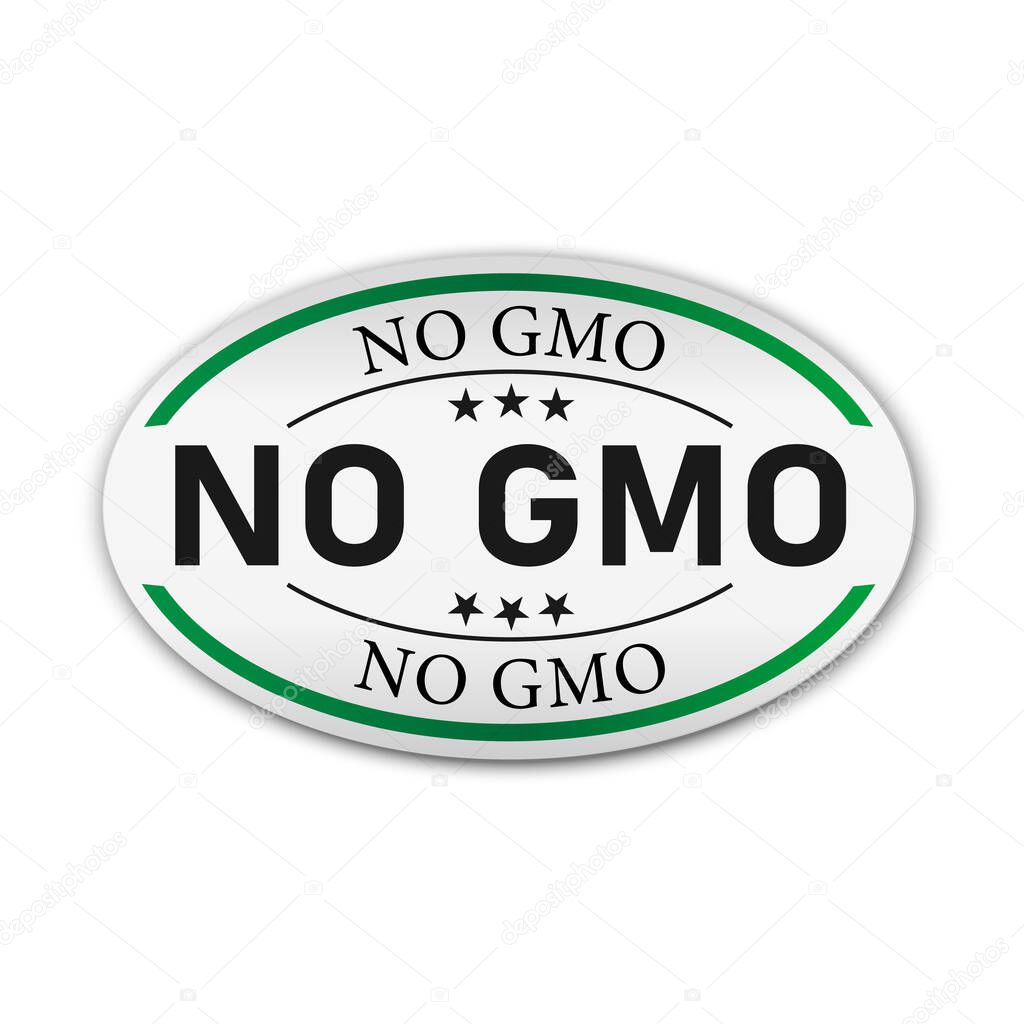 Vector illustration of green colored GMO free emblems.