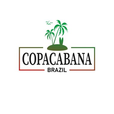Copacabana Brezilya logo çerçeve tişört tasarımı arka planı