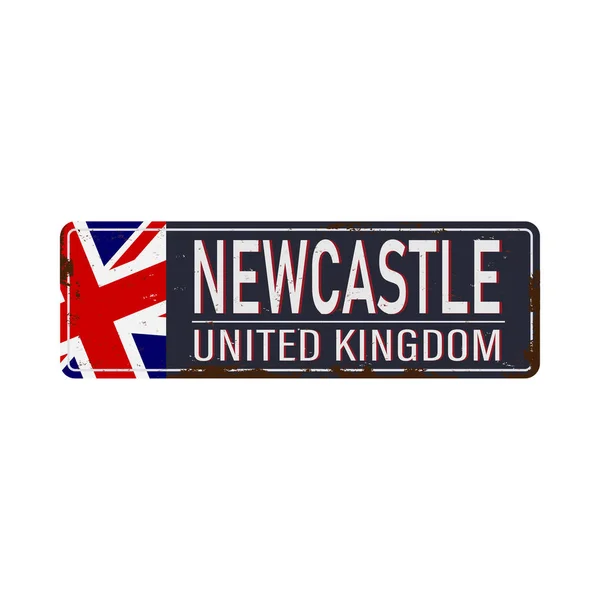 Newcastle UK metal rush sign wector illustration, road table — стоковый вектор