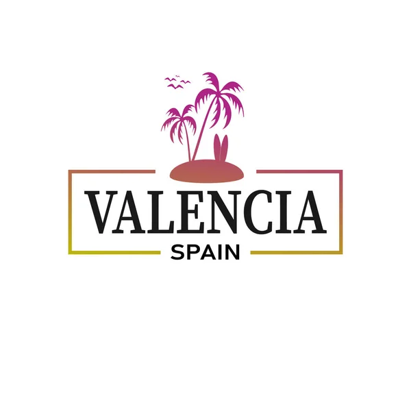 Ciudades de España VALENCIA Palm Beach Camiseta de diseño — Vector de stock