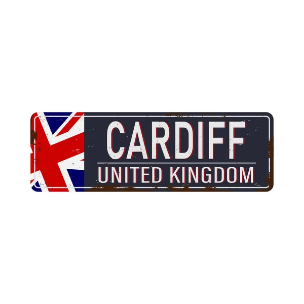 Cardiff, United Kingdom, road sign vector illustration, road table — стоковый вектор