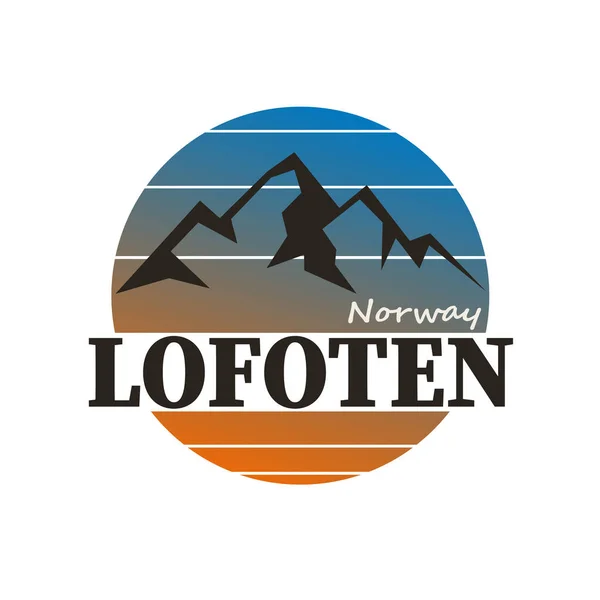 Logo de l'illustration vectorielle LOFOTEN NORWAY. Conception pour cartes postales, t-shirts, bannières, carte de vœux, événement, flyer, étiquette, autocollant. Lofotens randonnée aventure . — Image vectorielle