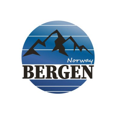 Pul ya da embelm içinde vektör çizim kelimelerle Bergen, Norveç