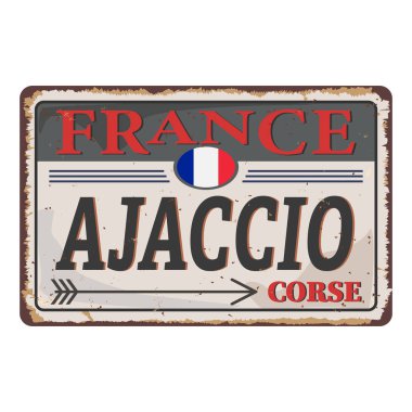 Vektör illüstrasyon Ajaccio Fransa Corse Paslı Metal işareti