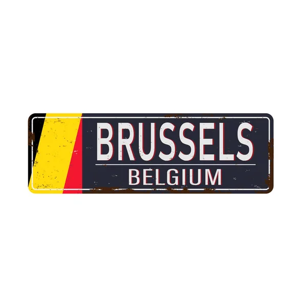 Cartello stradale Bruxelles Belgum su sfondo bianco — Vettoriale Stock