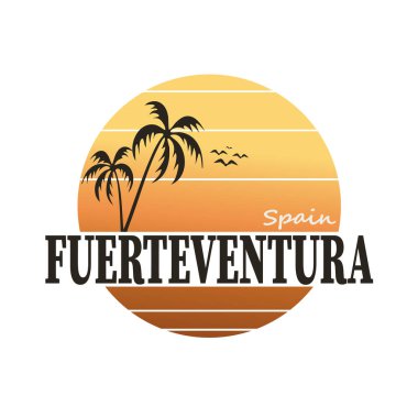 Beyaz arkaplanda Fuerteventura damgası, vektör illüstrasyonu