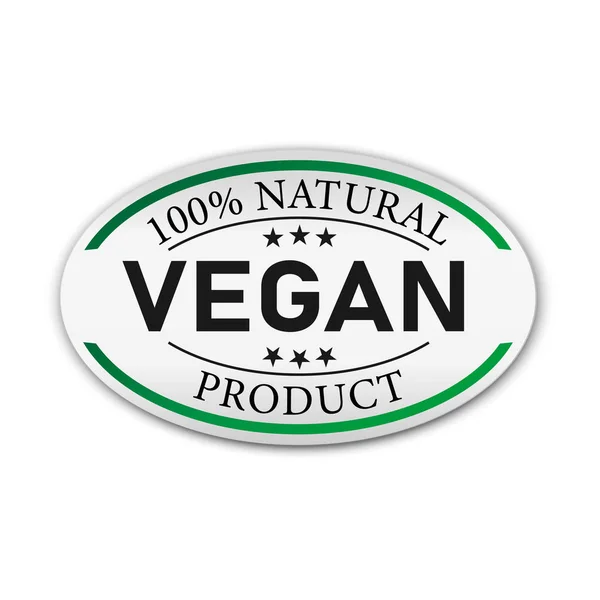 Etiqueta insignia verde con texto Vegan-100 Natural, vector de ilustración — Vector de stock