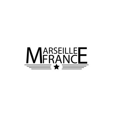 Marsilya, Fransa şehri modern harfleri. Web sayfası, baskı ve reklamcılık için vektör illüstrasyon logo metni