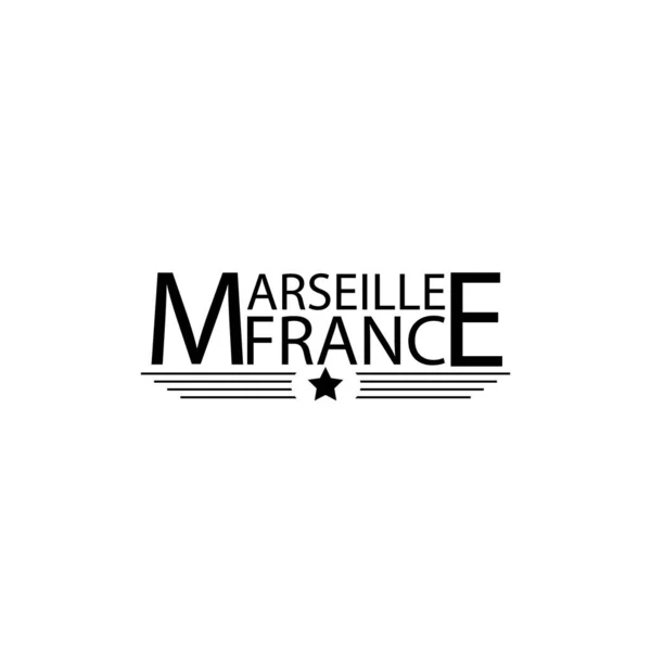 Marseille, Frankrijk moderne belettering. Vector illustratie logo tekst voor webpagina, print en reclame — Stockvector