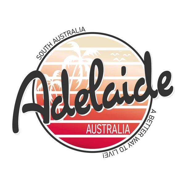Adelaide Australia City Vector Art Round логотип дизайна футболки — стоковый вектор