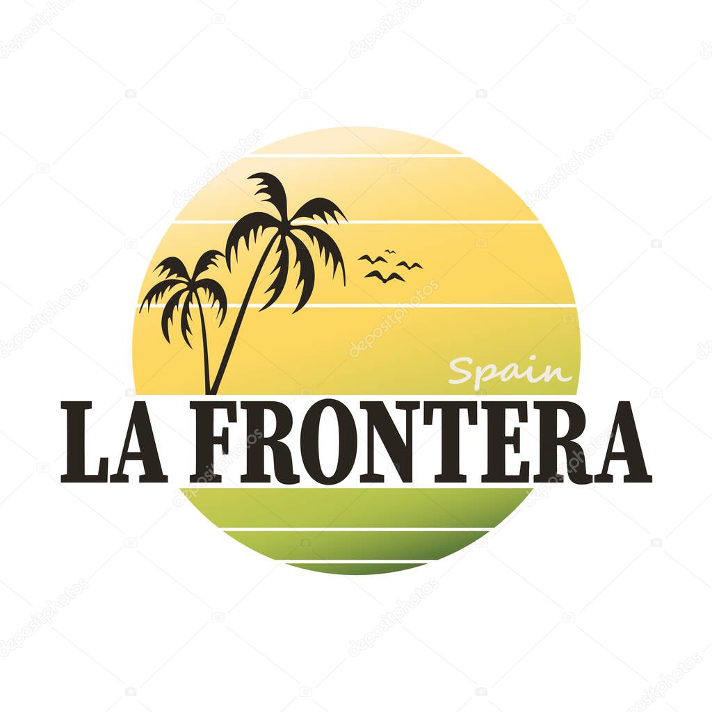 La Frontera vintage sign. Retro style handmade label, badge or element for travel souvenirs.