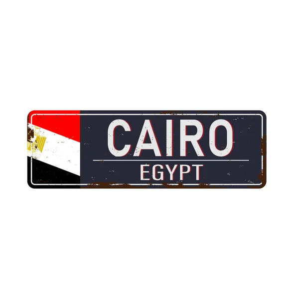 Kair znak drogowy z egipskiej flagi wektor ilustracji, drogowy stół, — Wektor stockowy
