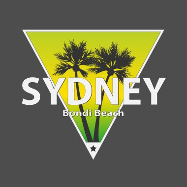 Sydney Bondi Palm Beach vektör sanatsal tasarım illüstrasyonu